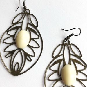 Artisan Earrings, Gold and Ivory